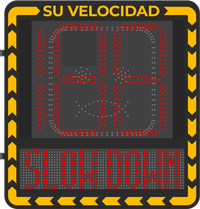 Display LED para Control de Velocidad Exterior / Distancia Visible de 100 m / LED de Alta Luminosidad y Bajo Consumo / Visualización de Velocidad con Código de Colores / IP66 / Conectividad Wi-Fi y Ethernet / Compatible con TCP/IP, HTTP, DHC