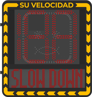 Display LED para Control de Velocidad Exterior / Distancia Visible de 100 m / LED de Alta Luminosidad y Bajo Consumo / Visualización de Velocidad con Código de Colores / IP66 / Conectividad Wi-Fi y Ethernet / Compatible con TCP/IP, HTTP, DHC