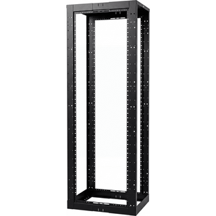 Rack de Cuatro Postes Estándar de 19", Rieles Con Orificio Para Tuerca Enjaulada, Profundidad Ajustable de 23 a 42 in, 45 Unidades de Rack, Color Negro
