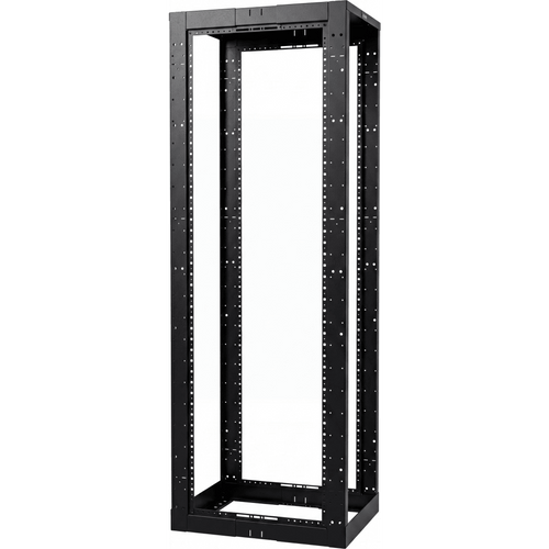 Rack de Cuatro Postes Estándar de 19", Rieles Con Orificio Para Tuerca Enjaulada, Profundidad Ajustable de 23 a 42 in, 45 Unidades de Rack, Color Negro