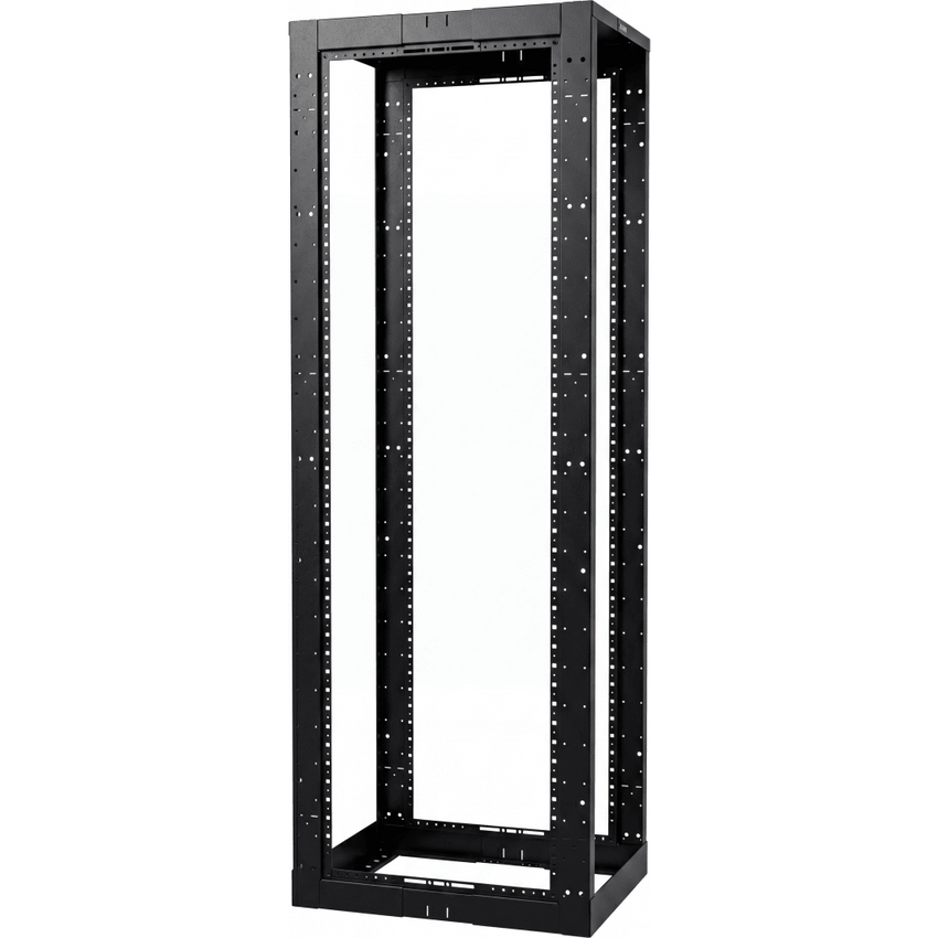 Rack de Cuatro Postes Estándar de 19", Rieles Con Orificio Para Tuerca Enjaulada, Profundidad Ajustable de 23 a 42 in, 45 Unidades de Rack, Color Negro