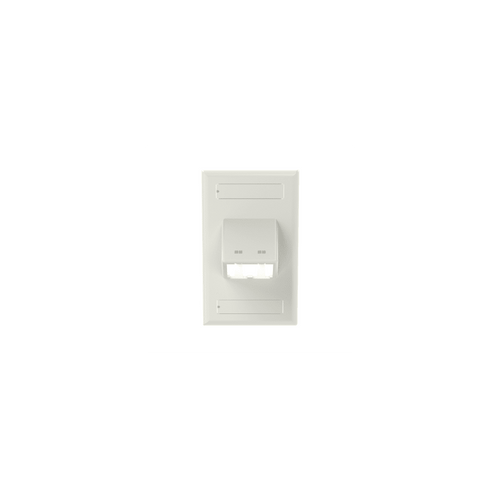 Placa de Pared Vertical Clásica, Salida Para 2 Puertos Mini-Com Inclinados, Con Espacios Para Etiquetas, Color Blanco