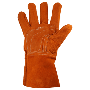 Guantes de Carnaza Largo/ Refuerzo en Palma / Resistente a Abrasión y Temperaturas Moderadas.