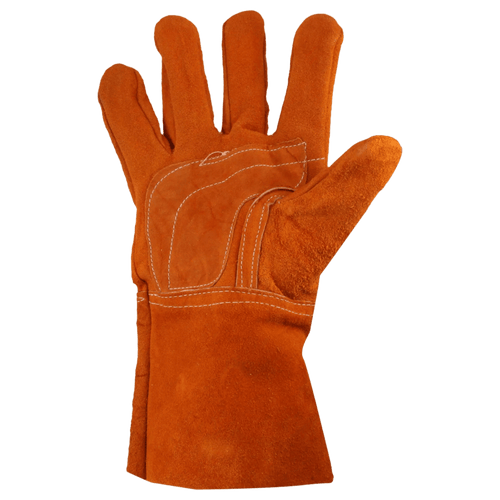 Guantes de Carnaza Largo/ Refuerzo en Palma / Resistente a Abrasión y Temperaturas Moderadas.
