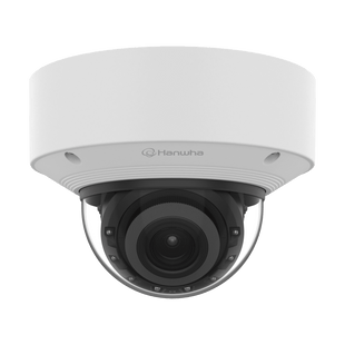 Cámara Domo AI IR 5MP / Motorizado Varifocal 3.3~9.3mm / Doble NPU / Análisis Inteligente / WDR 120dB / IR 50m / IP52 IK10 / PoE / Wisenet 9
