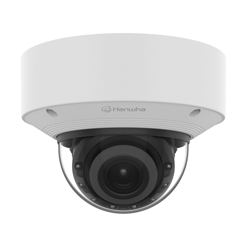 Cámara Domo AI IR 5MP / Motorizado Varifocal 3.3~9.3mm / Doble NPU / Análisis Inteligente / WDR 120dB / IR 50m / IP52 IK10 / PoE / Wisenet 9