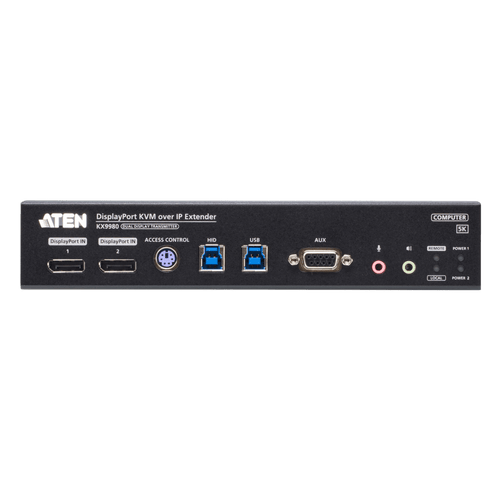 Extensor KVM over IP Dual Display 5K DisplayPort | Transmisión Sin Pérdidas Cero Latencia | Resolución 5120x2880 @ 30Hz | Dual SFP+ 10Gbps hasta 10 km | Redundancia de Energía y Red | Encriptación AES-256 | Gestió