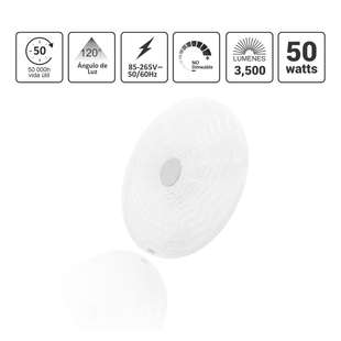 Lámpara de Techo LED / 40W / 3000 Lúmenes / 3 Temperaturas de Color (2700K-6500K) / IP20 Interior / Vida Útil 50,000 Horas / Material Aluminio y PC / Base Sobreponer