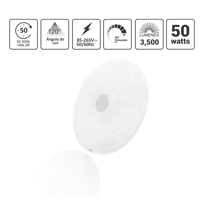 Lámpara de Techo LED / 40W / 3000 Lúmenes / 3 Temperaturas de Color (2700K-6500K) / IP20 Interior / Vida Útil 50,000 Horas / Material Aluminio y PC / Base Sobreponer