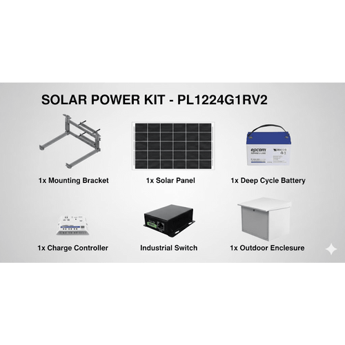 Kit Solar de 14 W con PoE Pasivo 24 Vcc para un radio de Ubiquiti airMAX o Cambium ePMP