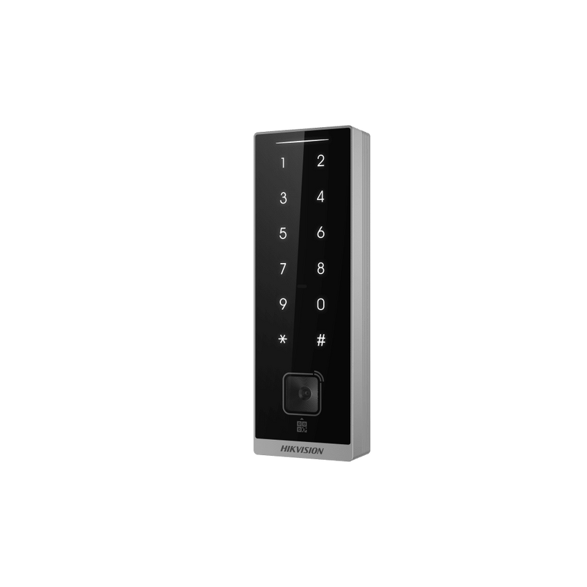 Teclado Esclavo con Lector de Tarjetas Virtuales Bluetooth y Códigos QR / Tarjetas MIFARE y PROX EM / Contraseñas / RS-485 Wiegand OSDP / Frecuencias 13.56 MHz y 125 KHz / Autenticación Tarjeta PIN QR Bluetooth / Táctil