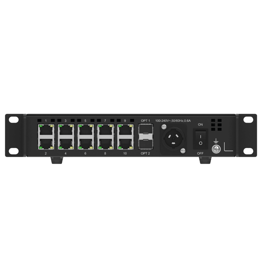 Convertidor de Fibra a Ethernet NovaStar | 10 Puertos Gigabit | 2 Puertos Ópticos 10G | Transmisión de Larga Distancia | Modo Simple