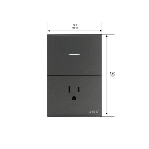 Placa con Interruptor Sencillo y 1 Toma  Corriente 10 -15 A 127 V  60 Hz.