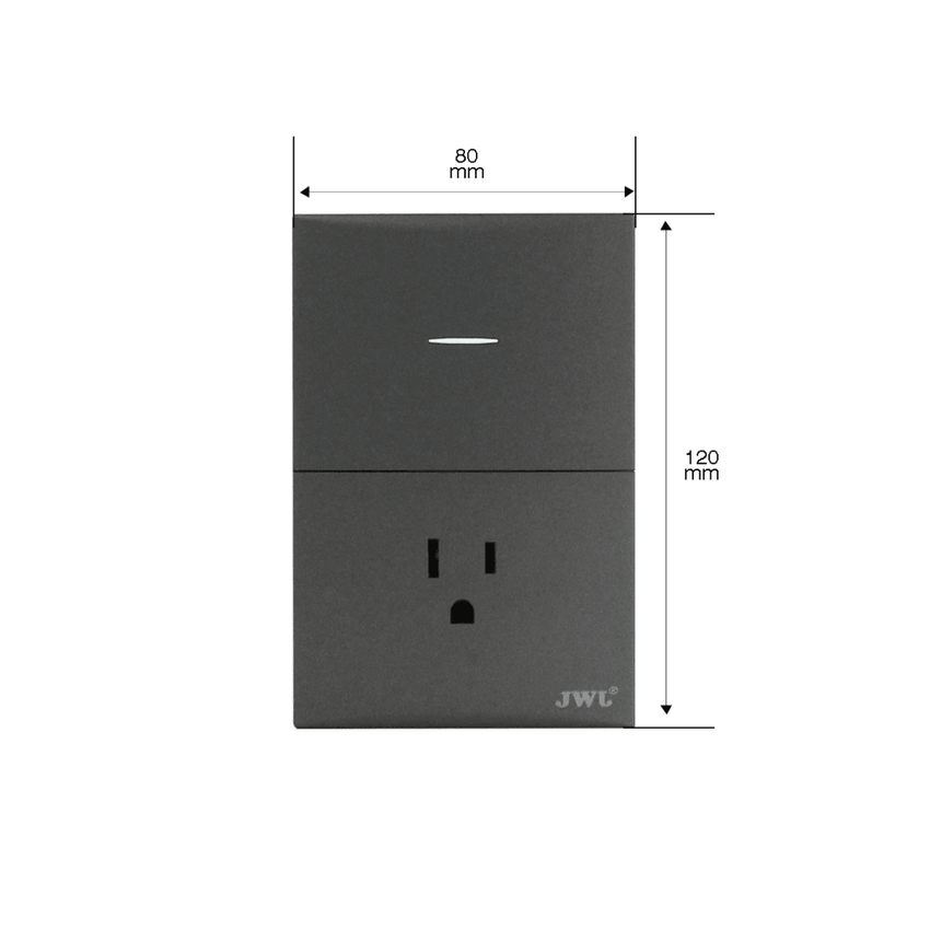 Placa con Interruptor Sencillo y 1 Toma  Corriente 10 -15 A 127 V  60 Hz.