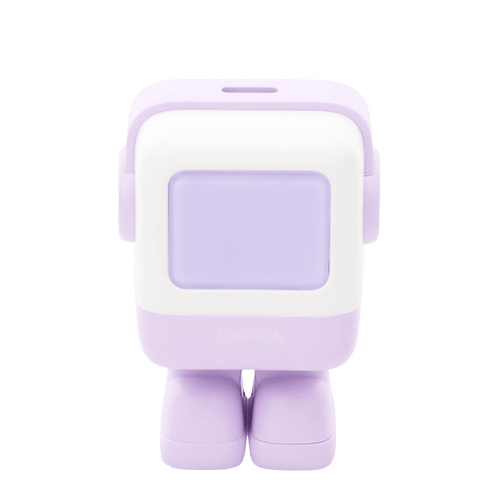Cargador Mini GaNRobot 30W serie UNO | 1 USB-C de Carga Rápida | Tecnología GaN II | Multiprotocolo PD/QC/SCP/FCA | Carga Inteligente | Pantalla LED | Zapato Magnético Extraíble | Thermal Guard | Color Lila.