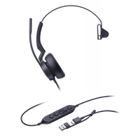 Diadema Alambrica Profesional UH46 Mono de Yealink con Conexión USB-C/A y Cancelación de Ruido por IA