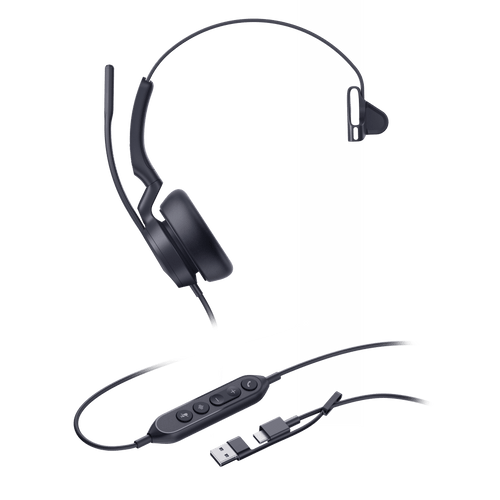 Diadema Alambrica Profesional UH46 Mono de Yealink con Conexión USB-C/A y Cancelación de Ruido por IA
