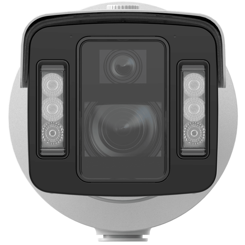 [TandemVu] Bala IP Dual 4 Megapixel (2 Lentes) / Lente Fijo (4 mm / ColorVu) y Lente Mot. (5 a 20 mm / DarkFighter X) / Luz Dual (IR y Luz Blanca) / IP67 / IK10 / Reconocimiento Facial / ACUSENSE / WDR 140 dB / DeepinView / Búsqueda por Atributos