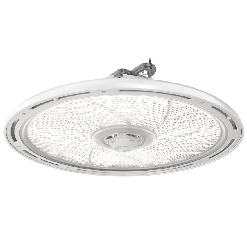 Luminaria LED High Bay Redonda REBL / 24,000-30,000 Lúmenes / Óptica Micro-Prisma Patentada / UGR Ultra Bajo / IK10 IP66 NEMA 4X / Temperatura 3500K-4000K-5000K Switchable / UVOLT 120-347V / Color Blanco.