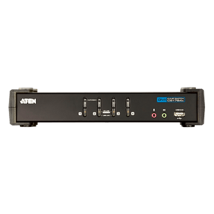 KVMP Switch 4 Puertos | USB DVI Audio | Video DynaSync | 1920 x 1200 | Hub USB 2.0 Integrado | HDCP Compatible | Conmutación Independiente KVM-USB-Audio | Multiplataforma