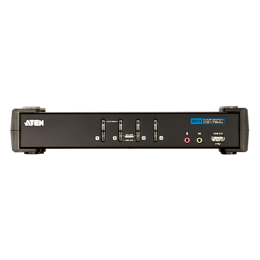 KVMP Switch 4 Puertos | USB DVI Audio | Video DynaSync | 1920 x 1200 | Hub USB 2.0 Integrado | HDCP Compatible | Conmutación Independiente KVM-USB-Audio | Multiplataforma