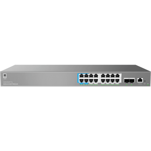 Switch de Red Empresarial L2++ / Serie GWN7800 Pro / 16 Puertos Gigabit PoE 250W / 2 Puertos SFP+ / Gestión Cloud GDMS / VLAN 4K / QoS Avanzado / Seguridad Integral