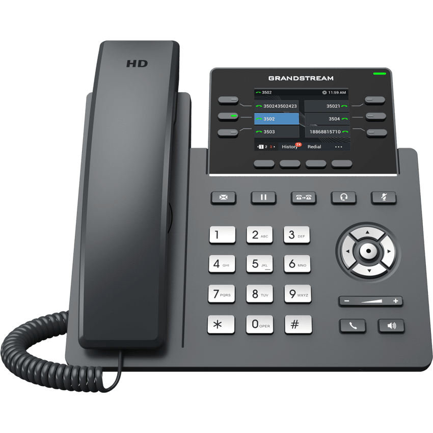 TELÉFONO IP 6 LÍNEAS GRADO OPERADOR / 24 TECLAS MULTIPROPÓSITO VIRTUALES / WI-FI 6 DOBLE BANDA Y BLUETOOTH / DOS PUERTOS GIGABIT / PANTALLA LCD A COLOR INTERCAMBIABLE / SEGURIDAD NIVEL EMPRESARIAL