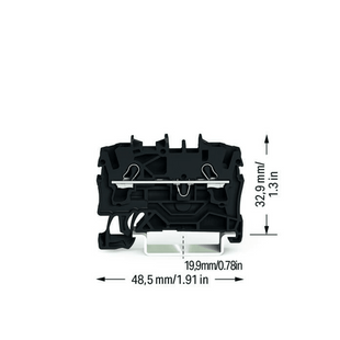 Borna de Paso Serie 2002 / 2 Conductores / Sección 2.5 mm² / Tecnología Push-in CAGE CLAMP® / Aplicaciones Ex e II / Montaje Carril DIN 35x15 y 35x7.5 / Negro / Certificaciones ATEX IECEx UL CSA