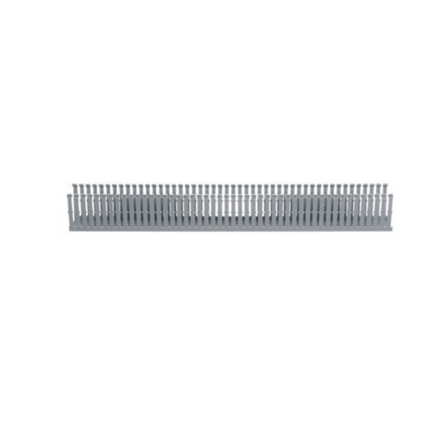 Canaleta Ranurada de PVC sin Tapa, Tipo F, 2.25 in de Ancho, 3.14 in de Alto y 1800 mm de Largo, Color Gris
