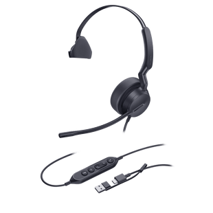 Diadema Profesional Alámbrica Yealink UH42 Mono con Cancelación de Ruido por IA y Conectividad USB-C/A Compatible con Teléfonos IP y Computadoras