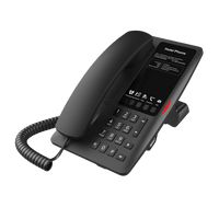 Teléfono IP Hotelero Wi-Fi 6 / 2 Líneas SIP / Doble Banda 2.4/5 GHz / 5 Teclas Programables / Puerto USB-A / PoE 802.3af / Diseño Negro