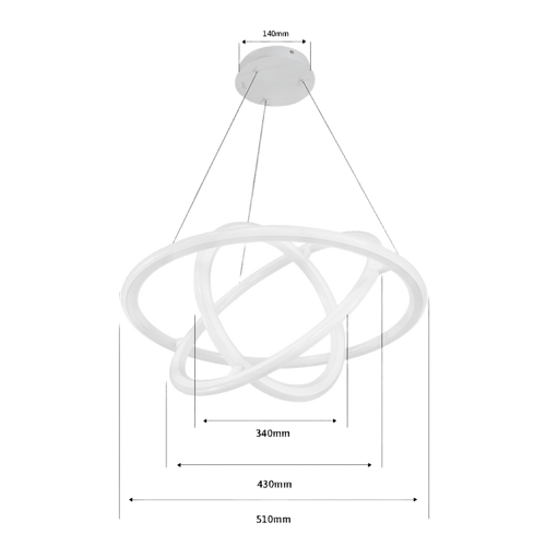 Lámpara De Techo LED 150W / Flujo Luminoso 12 000 Lm / Longitud de Cable Ajustable / Acabado Blanco / IP20 / Luz Blanca 6500K - Neutra 4000K - Cálida 2700K / Vida Útil 50 000 h / Interior