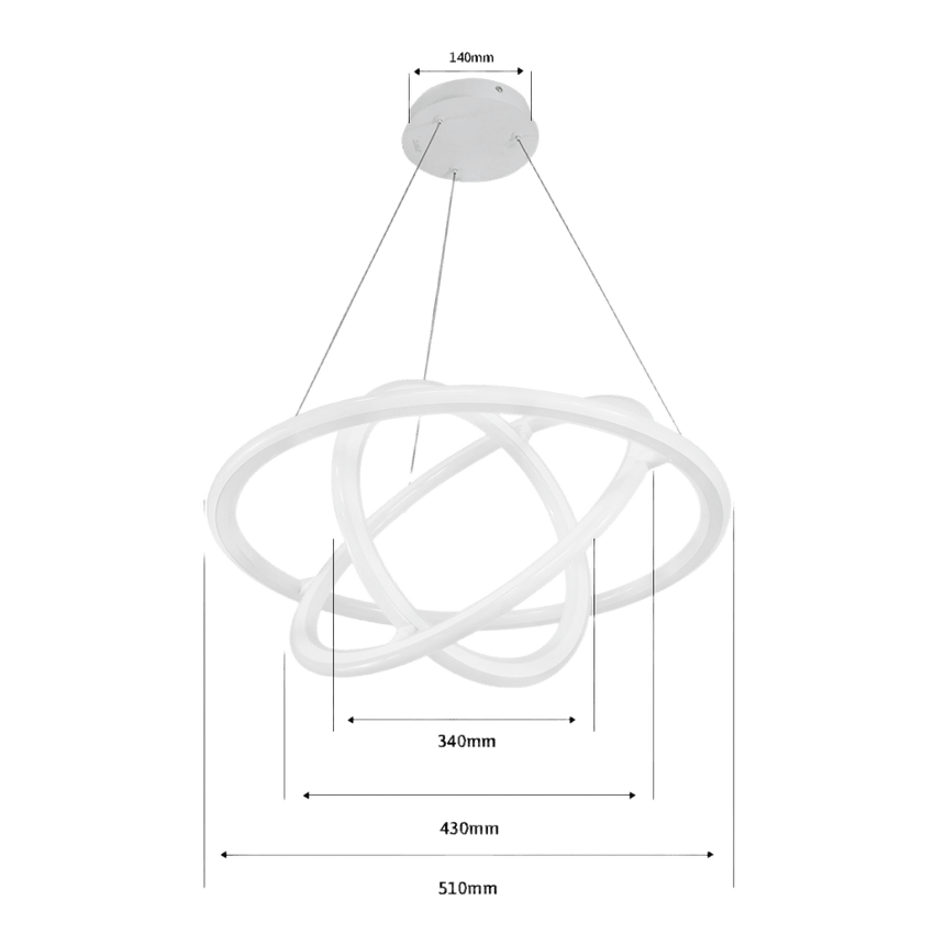 Lámpara De Techo LED 150W / Flujo Luminoso 12 000 Lm / Longitud de Cable Ajustable / Acabado Blanco / IP20 / Luz Blanca 6500K - Neutra 4000K - Cálida 2700K / Vida Útil 50 000 h / Interior