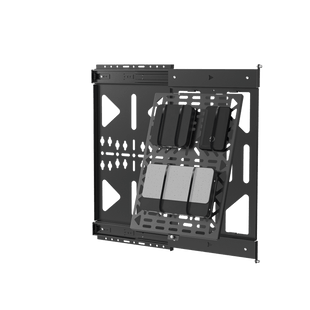 Montaje Deslizante de Almacenamiento AV | Capacidad de Carga 10 kg (22 lbs) | Rango de Deslizamiento 300 mm | Fabricado en Acero | Sistema de Sujeción Quick-Release sin Herramientas