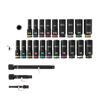 Juego de Dados de Impacto KNECT™ (M) / 3/8" Drive Profundo / SAE y Métrico / 23 Piezas / Adapters Multi-Propósito / MODbox™ Case