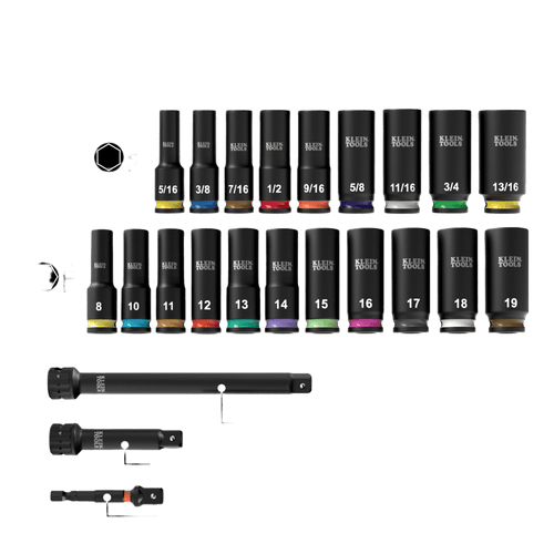 Juego de Dados de Impacto KNECT™ (M) / 3/8" Drive Profundo / SAE y Métrico / 23 Piezas / Adapters Multi-Propósito / MODbox™ Case