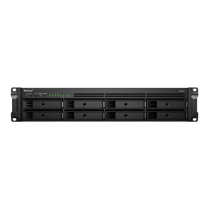 Servidor de Almacenamiento en Red RackStation RS1221+ | 8 Bahías | Expansión a 12 Bahías | CPU AMD Ryzen V1500B | 4 GB DDR4 ECC | RAID Soportado | 10/25GbE | Synology High Availability | Protección de Datos Integral.