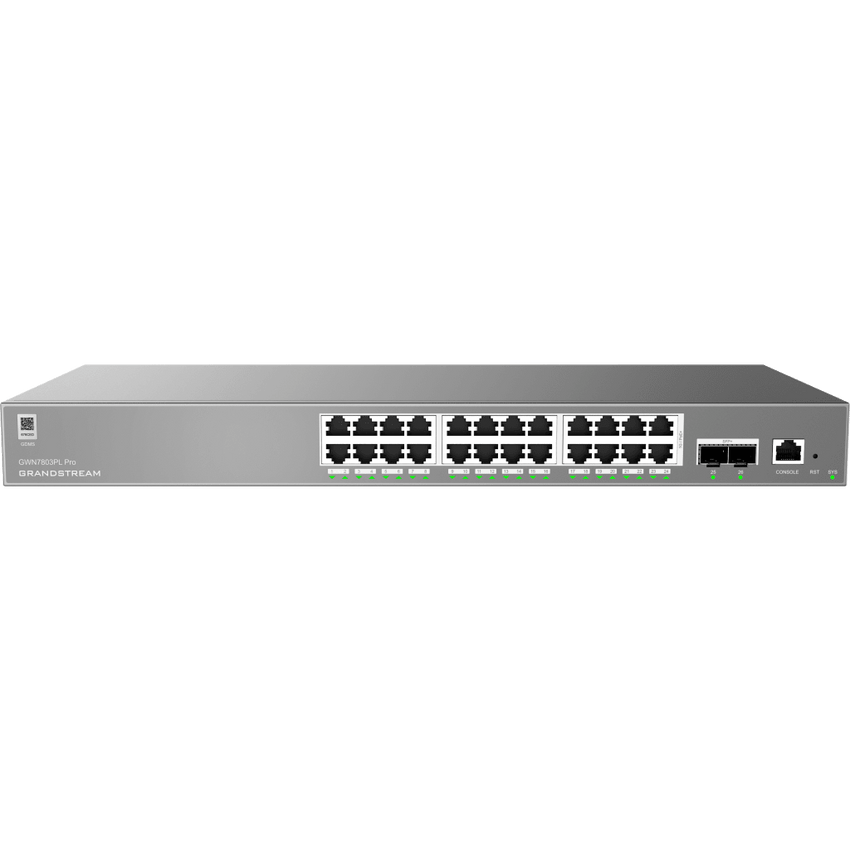 Switch de Red Empresarial L2++ / Serie GWN7800 Pro / 24 Puertos Gigabit PoE 250W / 2 Puertos SFP+ / Gestión Cloud GDMS / VLAN 4K / QoS Avanzado / Seguridad Integral