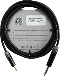 Cable 6.35mm a 3.5mm, conectores color negro MP3X-B - MTP3C-BG, length 3m