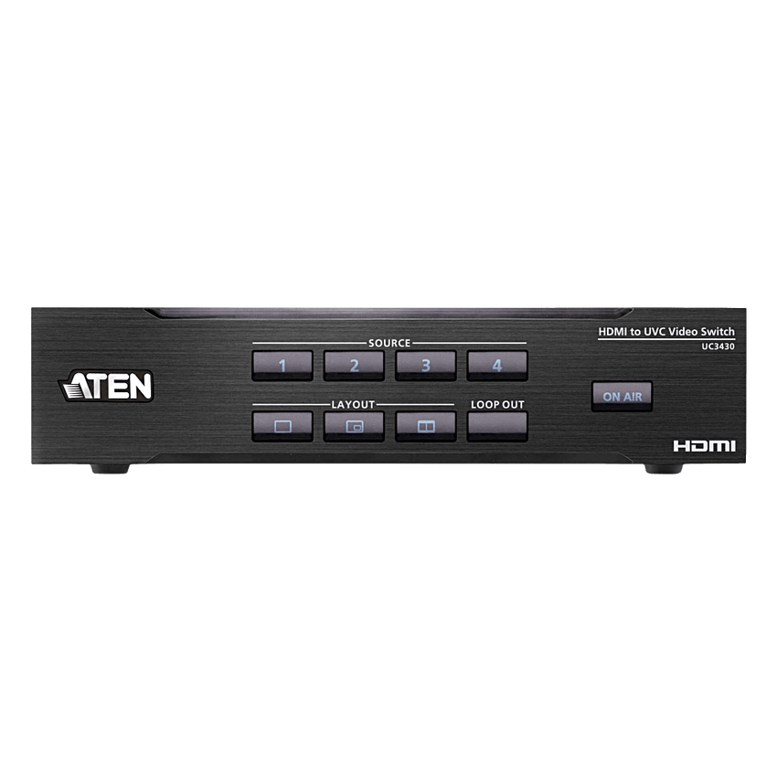 Switcher HDMI a USB 4 Entradas | 4K@60 | USB-C Streaming | Audio Mixer | PiP/Chroma | Control App