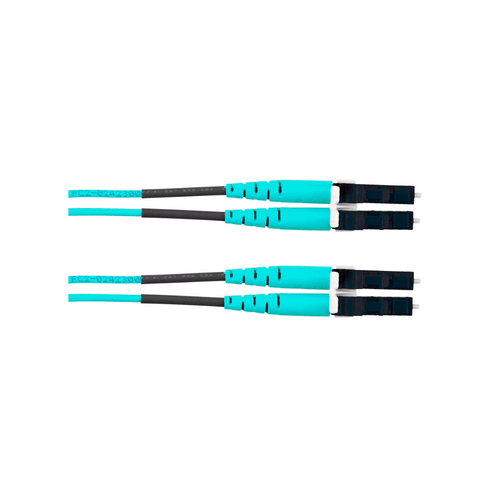 Jumper de Fibra Optica Multimodo 50/125 OM4, LC-LC Duplex, OFNR (Riser), Color Aqua, 30 Metros (98.43 Pies)
