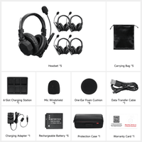 Intercomunicador Inalámbrico Binaural / Cancelación de Ruido IA / Rango 500 m (1640 ft) / Bluetooth / Batería 1050mAh / Resistente a Lluvia / Kit 5 Unidades
