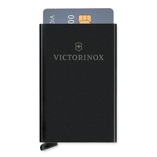 Tarjetero / Almacenamiento Seguro 4-6 Tarjetas / Aluminio Duradero / Protección RFID / Sistema Deslizamiento Patentado / Color Negro.