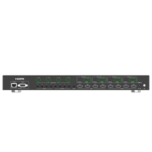 Switch de Video Matrix 4x4 HDMI 2.0 | 18Gbps Ancho de Banda | 4K2K@60Hz Resolución | 4 Entradas 4 Salidas HDMI | Audio LPCM y Dolby Digital | Control TCP-IP y RS-232 | Conectores Phoenix para Audio | Metal Enclosure