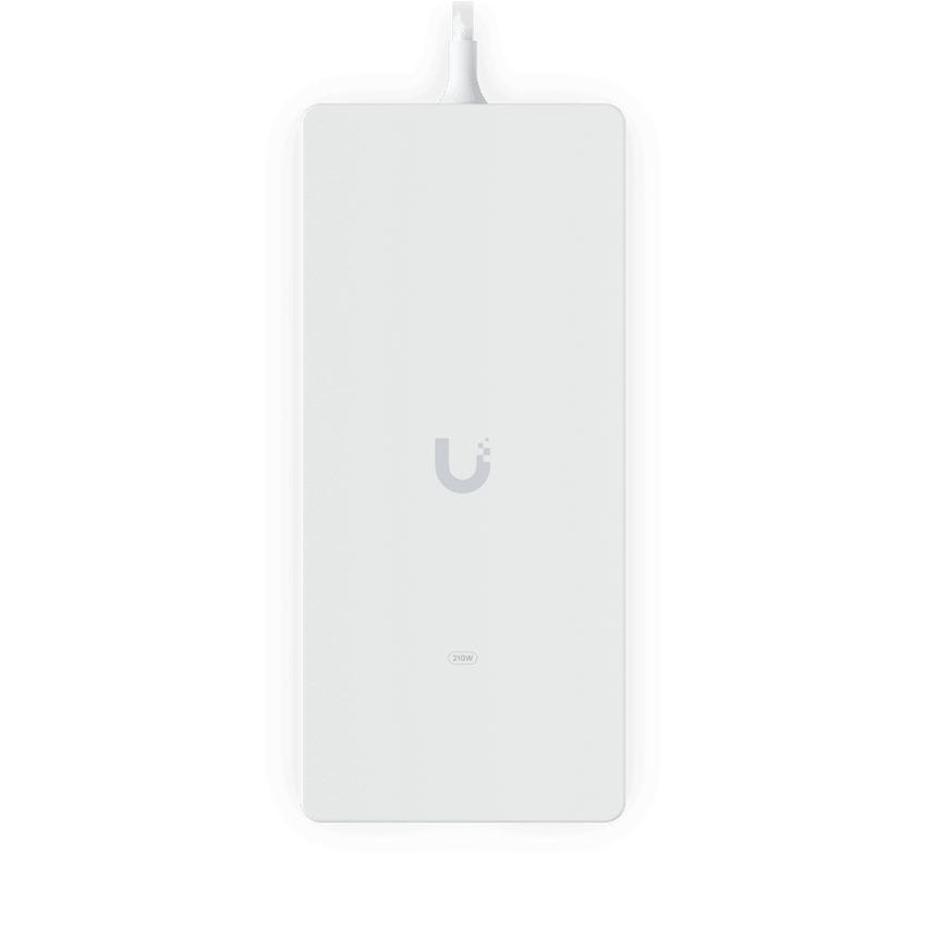 Adaptador de Corriente AC 210W / Entrada 100-240V AC / Salida 54V DC / Compatible con Switches PoE UniFi / Montaje en Pared / Cable AC 1.5m / Compatible con Switches UniFi Ultra, Pro Max 16 POE, y Flex 2.5G 8 POE