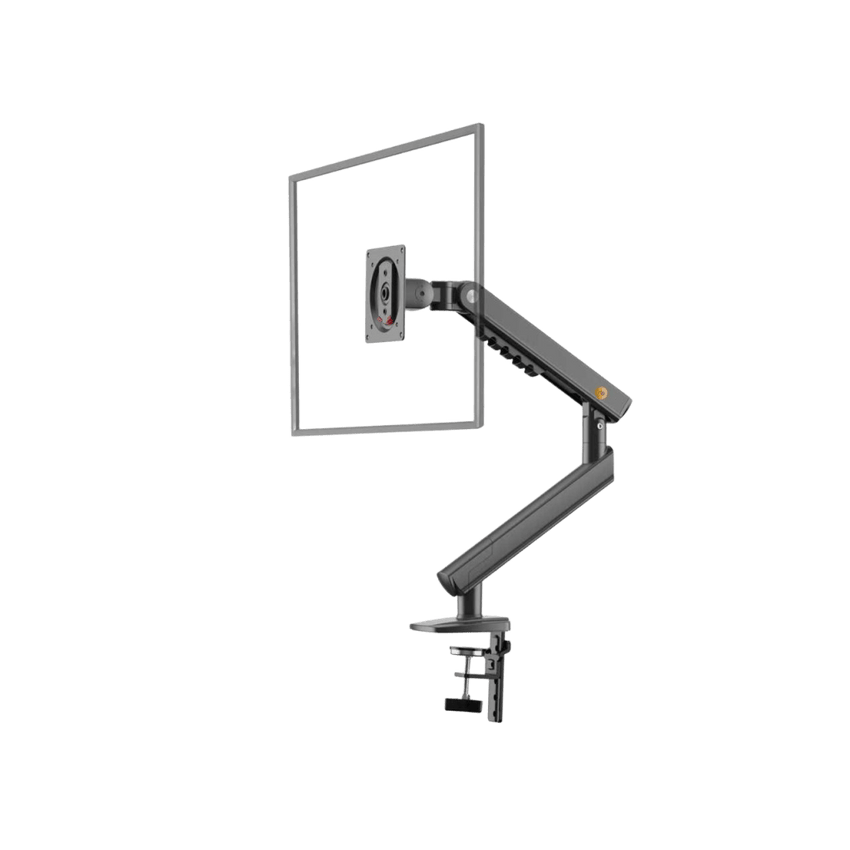 Brazo Ergonómico para Monitor / Soporte 17"-32" / Carga 2-7 kg / Ajuste de Tensión / Rotación ±90° / Instalación Abrazadera o Pasacables