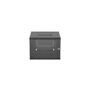Gabinete PanZone de Montaje en Pared, de 19in, Puerta con Ventana de Seguridad, 9 UR, 635mm de Profundidad, Color Negro