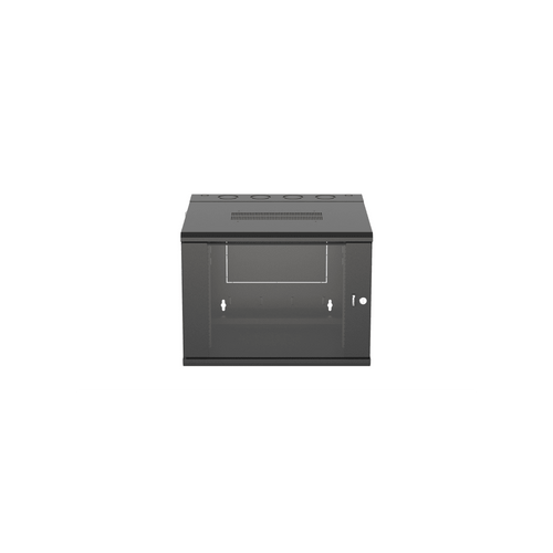Gabinete PanZone de Montaje en Pared, de 19in, Puerta con Ventana de Seguridad, 9 UR, 635mm de Profundidad, Color Negro