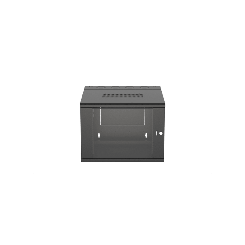 Gabinete PanZone de Montaje en Pared, de 19in, Puerta con Ventana de Seguridad, 9 UR, 635mm de Profundidad, Color Negro