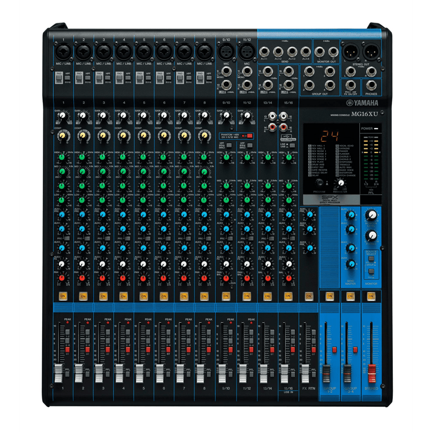 Mezcladora de Audio | 16 Canales | 10 Entradas de Micrófono | Entradas de Línea | Efectos | Interfaz USB